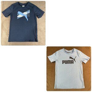 Puma Boys Blue Logo Cotton T- shirts Size Small Lot (SKU: 77B, 90B)
